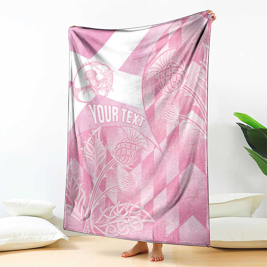 Scotland Rugby Custom Blanket Go Scottish Thistle Pink Version - Wonder Print Shop