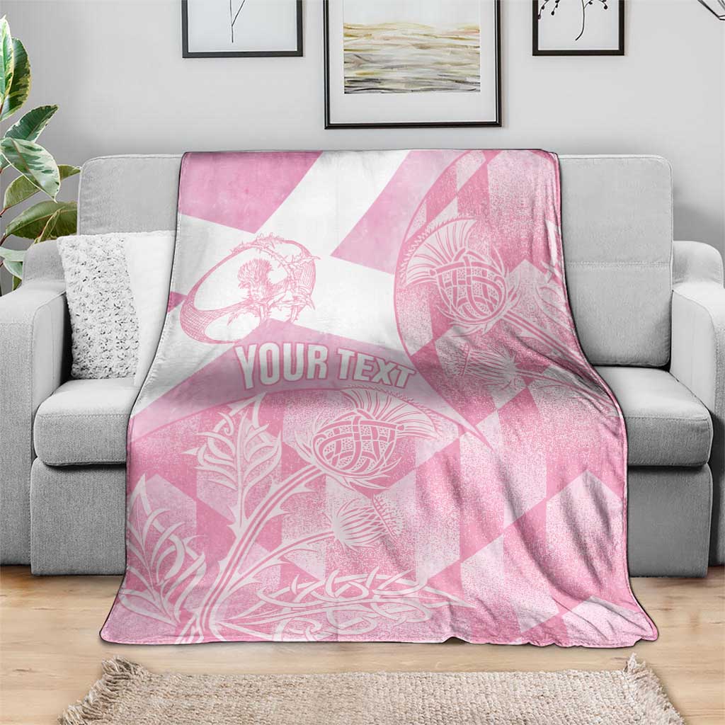 Scotland Rugby Custom Blanket Go Scottish Thistle Pink Version - Wonder Print Shop