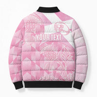 Scotland Rugby Custom Bomber Puffer Jacket Go Scottish Thistle Pink Version - Wonder Print Shop