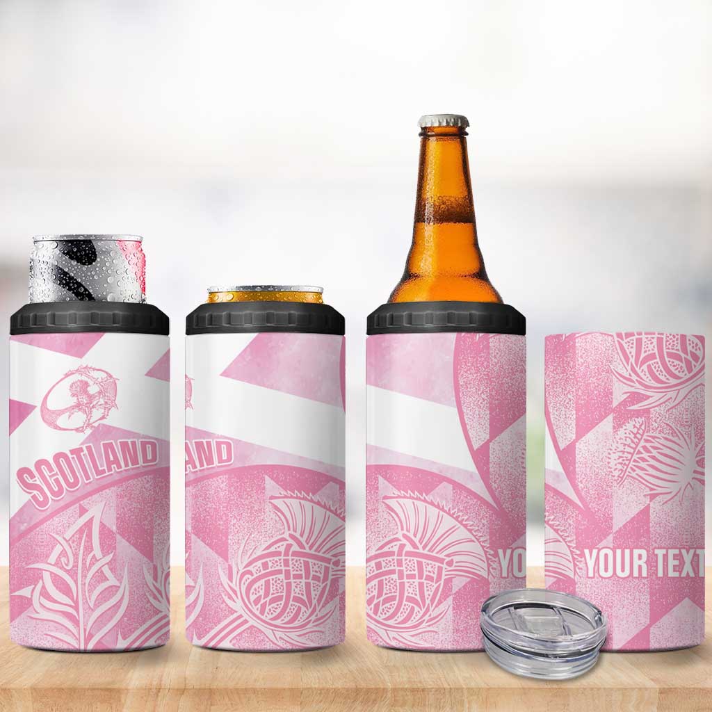 Scotland Rugby Custom 4 in 1 Can Cooler Tumbler Go Scottish Thistle Pink Version - Wonder Print Shop
