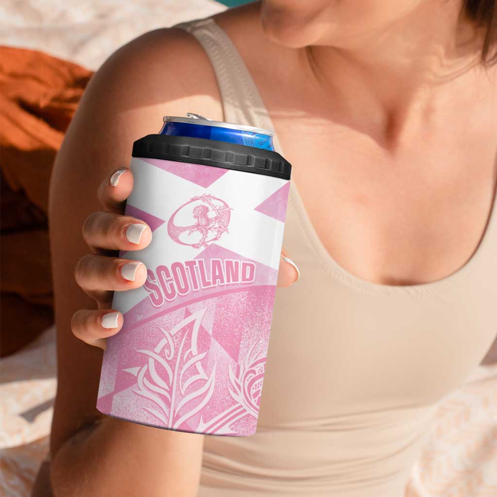 Scotland Rugby Custom 4 in 1 Can Cooler Tumbler Go Scottish Thistle Pink Version - Wonder Print Shop