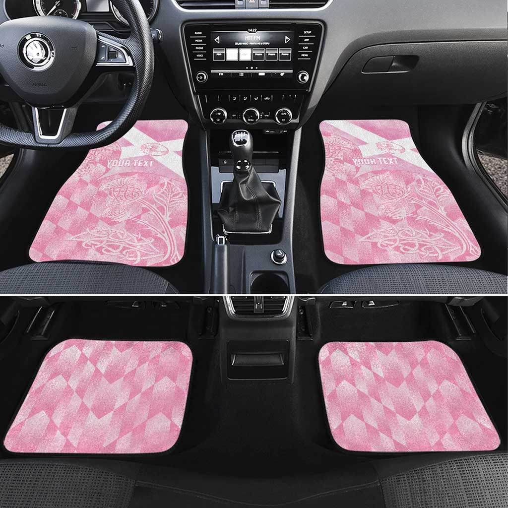 Scotland Rugby Custom Car Mats Go Scottish Thistle Pink Version - Wonder Print Shop