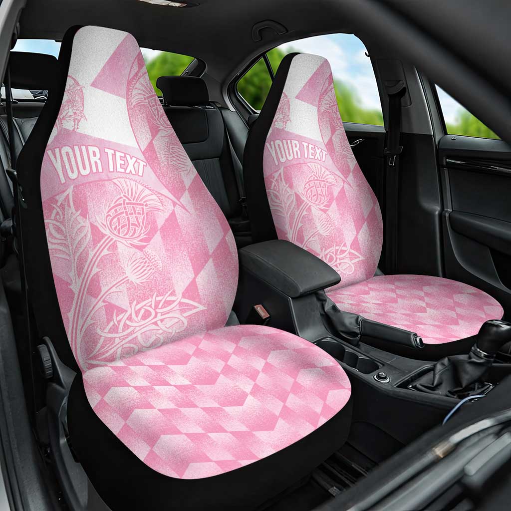 Scotland Rugby Custom Car Seat Cover Go Scottish Thistle Pink Version - Wonder Print Shop