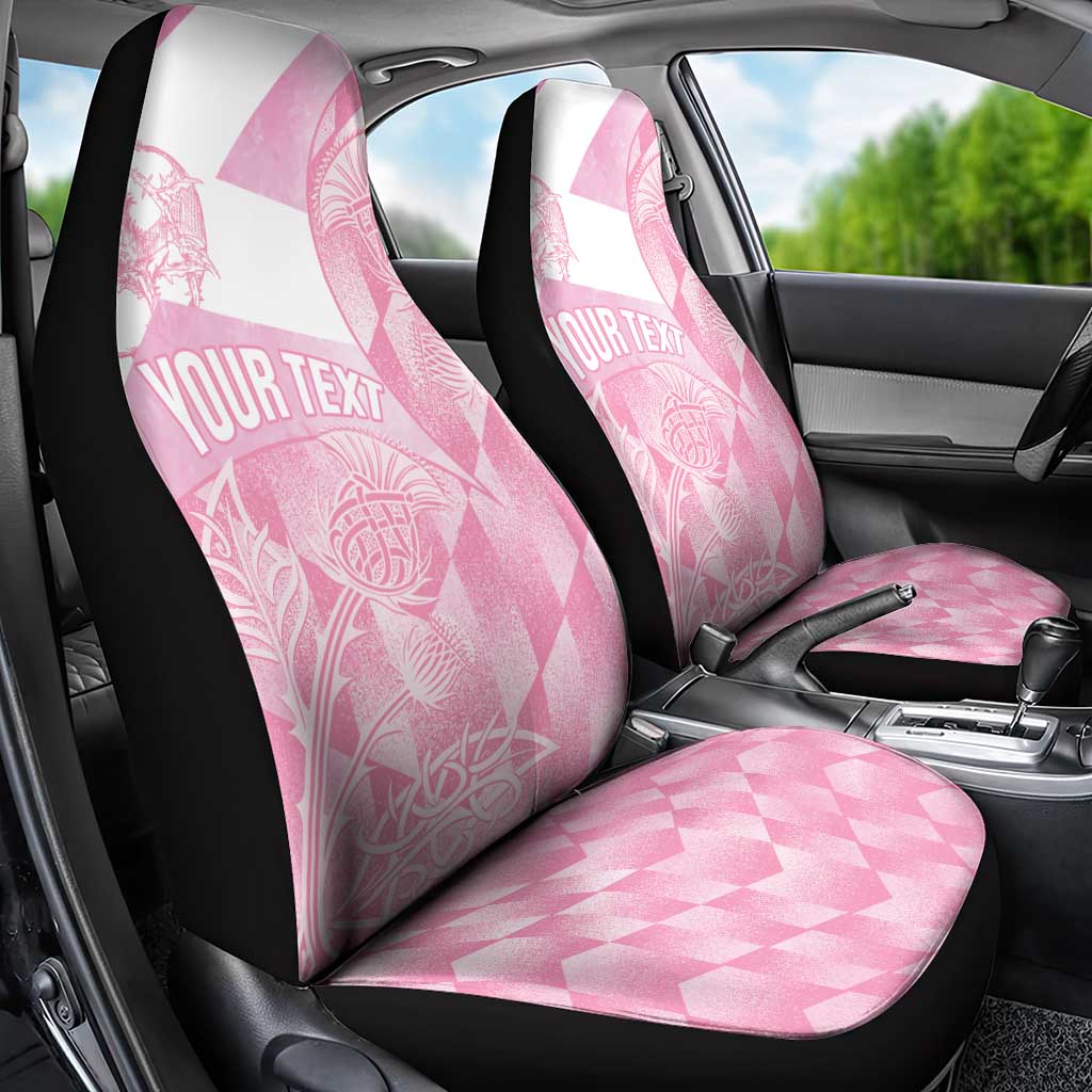 Scotland Rugby Custom Car Seat Cover Go Scottish Thistle Pink Version - Wonder Print Shop