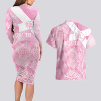 Scotland Rugby Custom Couples Matching Long Sleeve Bodycon Dress and Hawaiian Shirt Go Scottish Thistle Pink Version - Wonder Print Shop