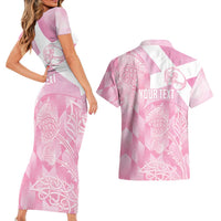 Scotland Rugby Custom Couples Matching Short Sleeve Bodycon Dress and Hawaiian Shirt Go Scottish Thistle Pink Version - Wonder Print Shop