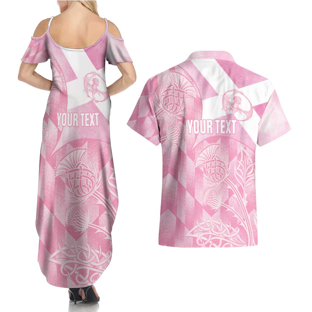 Scotland Rugby Custom Couples Matching Summer Maxi Dress and Hawaiian Shirt Go Scottish Thistle Pink Version - Wonder Print Shop