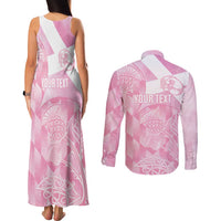 Scotland Rugby Custom Couples Matching Tank Maxi Dress and Long Sleeve Button Shirt Go Scottish Thistle Pink Version - Wonder Print Shop