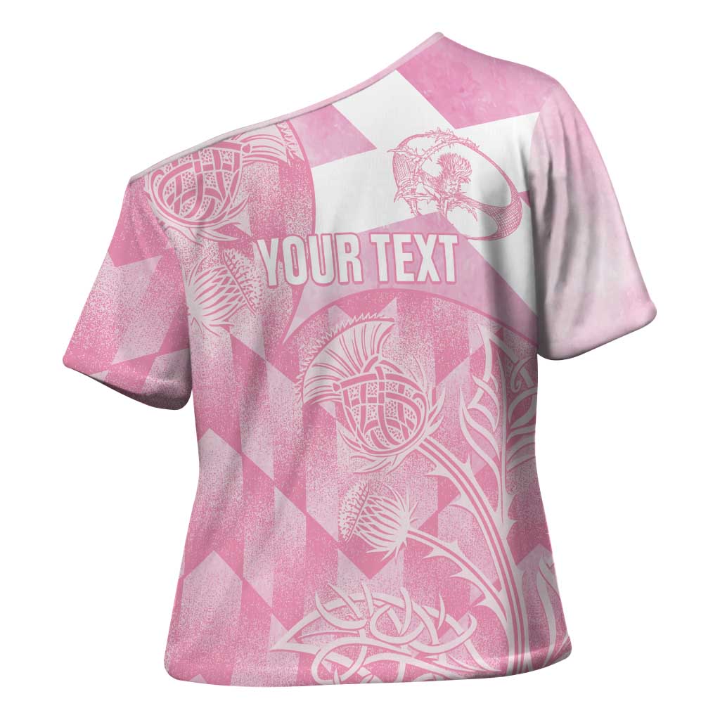 Scotland Rugby Custom Cross Shoulder Shirt Go Scottish Thistle Pink Version - Wonder Print Shop