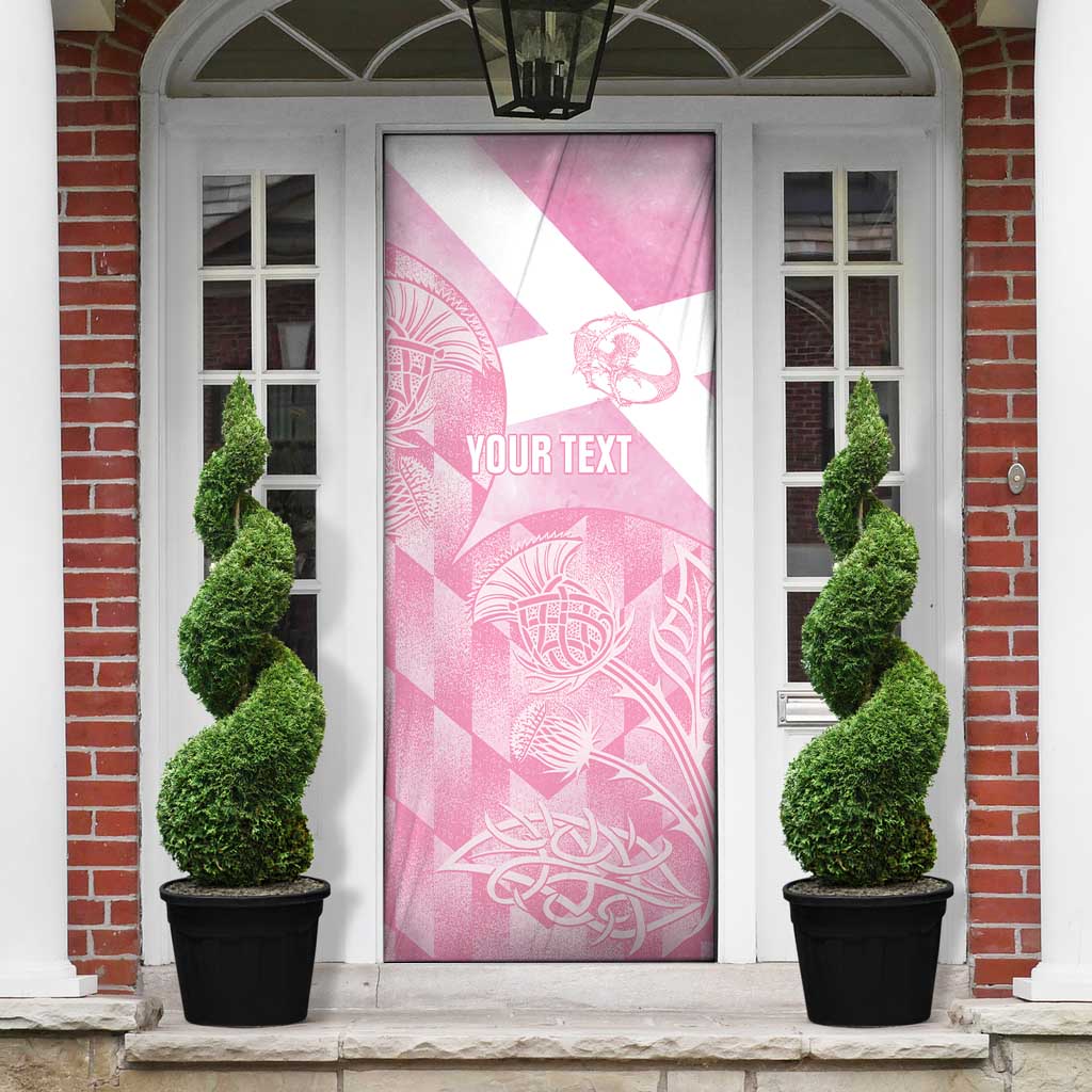 Scotland Rugby Custom Door Cover Go Scottish Thistle Pink Version - Wonder Print Shop
