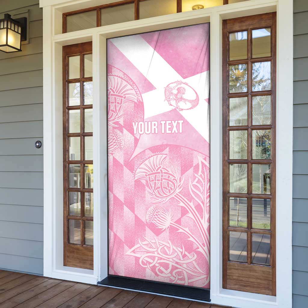 Scotland Rugby Custom Door Cover Go Scottish Thistle Pink Version - Wonder Print Shop