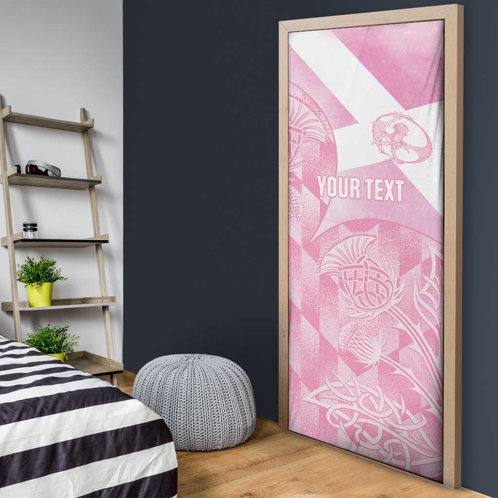 Scotland Rugby Custom Door Cover Go Scottish Thistle Pink Version - Wonder Print Shop