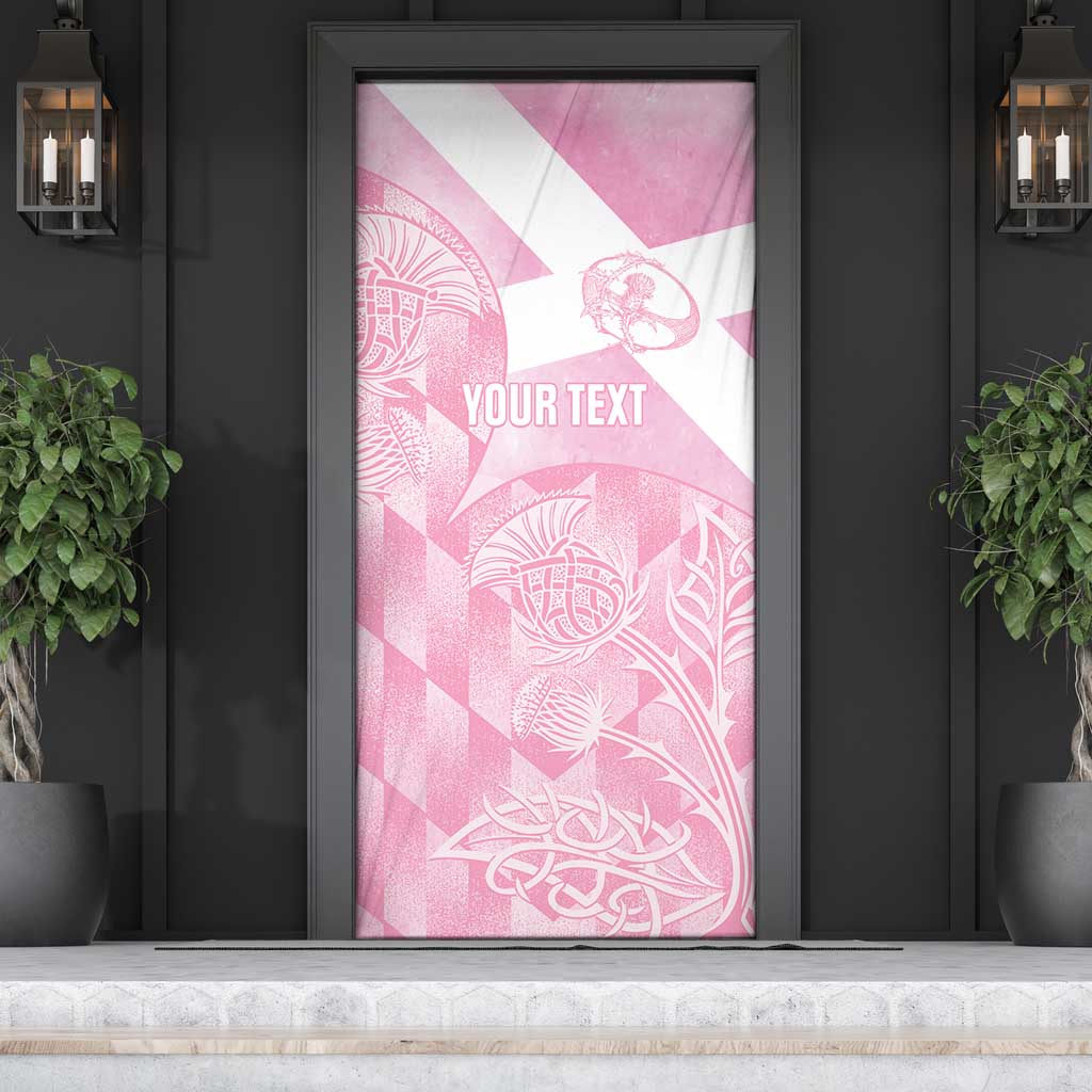 Scotland Rugby Custom Door Cover Go Scottish Thistle Pink Version - Wonder Print Shop
