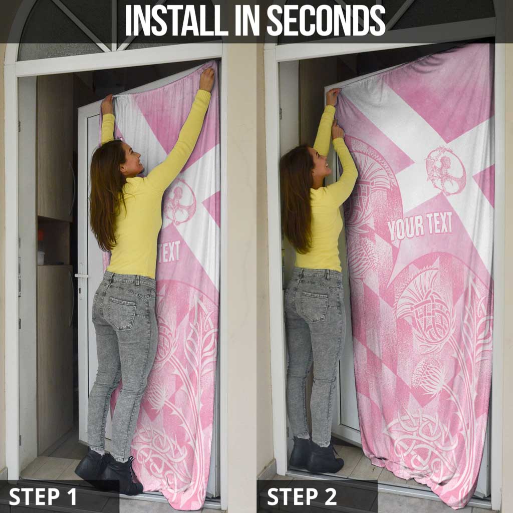 Scotland Rugby Custom Door Cover Go Scottish Thistle Pink Version - Wonder Print Shop
