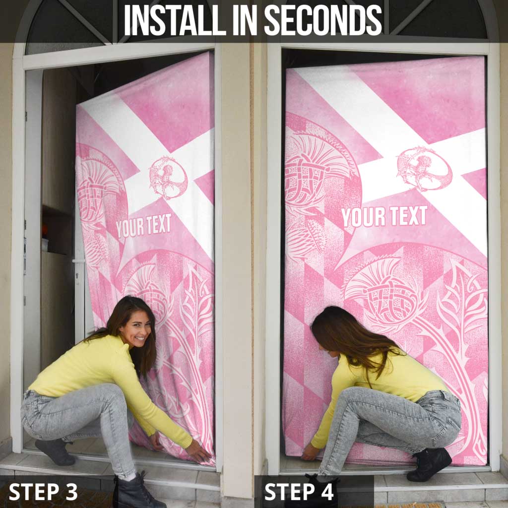 Scotland Rugby Custom Door Cover Go Scottish Thistle Pink Version - Wonder Print Shop