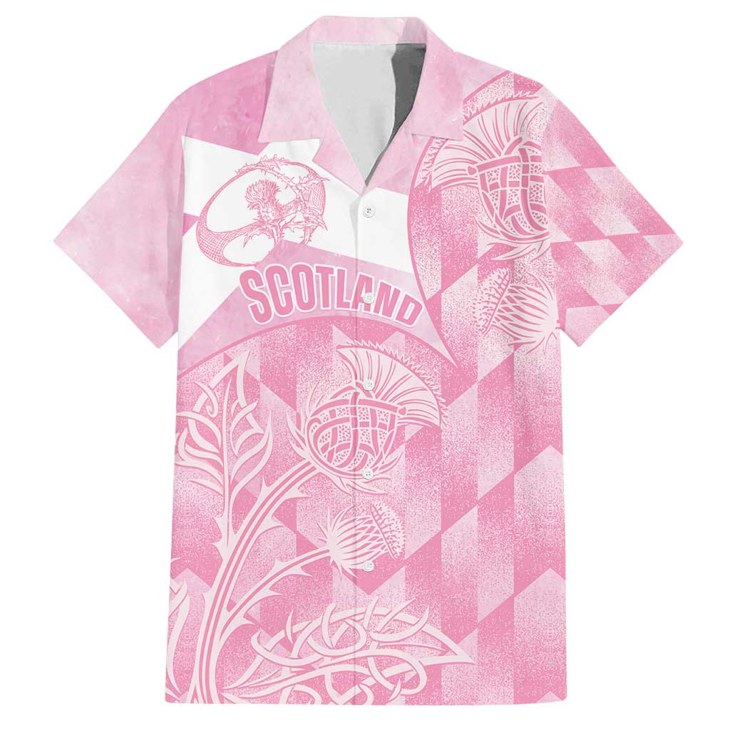 Scotland Rugby Custom Family Matching Long Sleeve Bodycon Dress and Hawaiian Shirt Go Scottish Thistle Pink Version - Wonder Print Shop