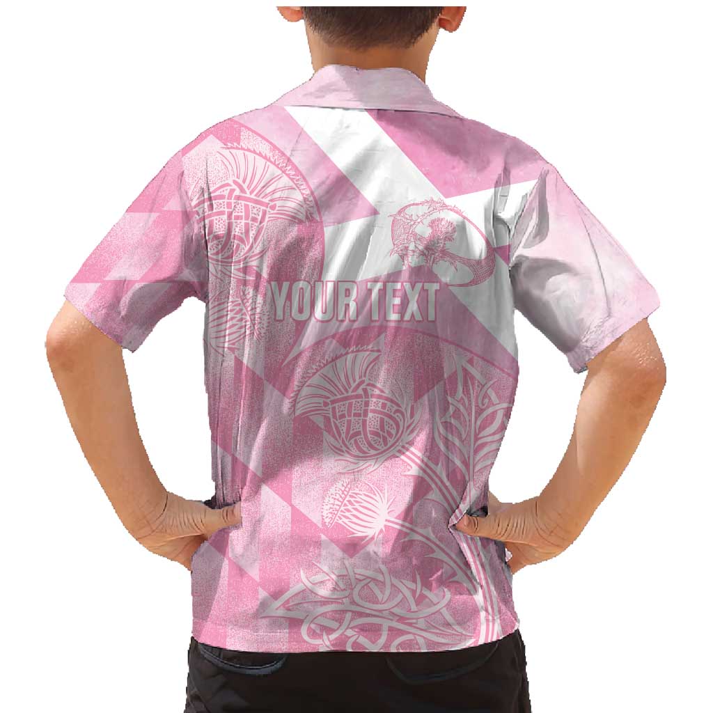 Scotland Rugby Custom Family Matching Mermaid Dress and Hawaiian Shirt Go Scottish Thistle Pink Version - Wonder Print Shop