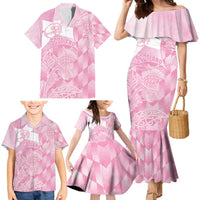 Scotland Rugby Custom Family Matching Mermaid Dress and Hawaiian Shirt Go Scottish Thistle Pink Version - Wonder Print Shop