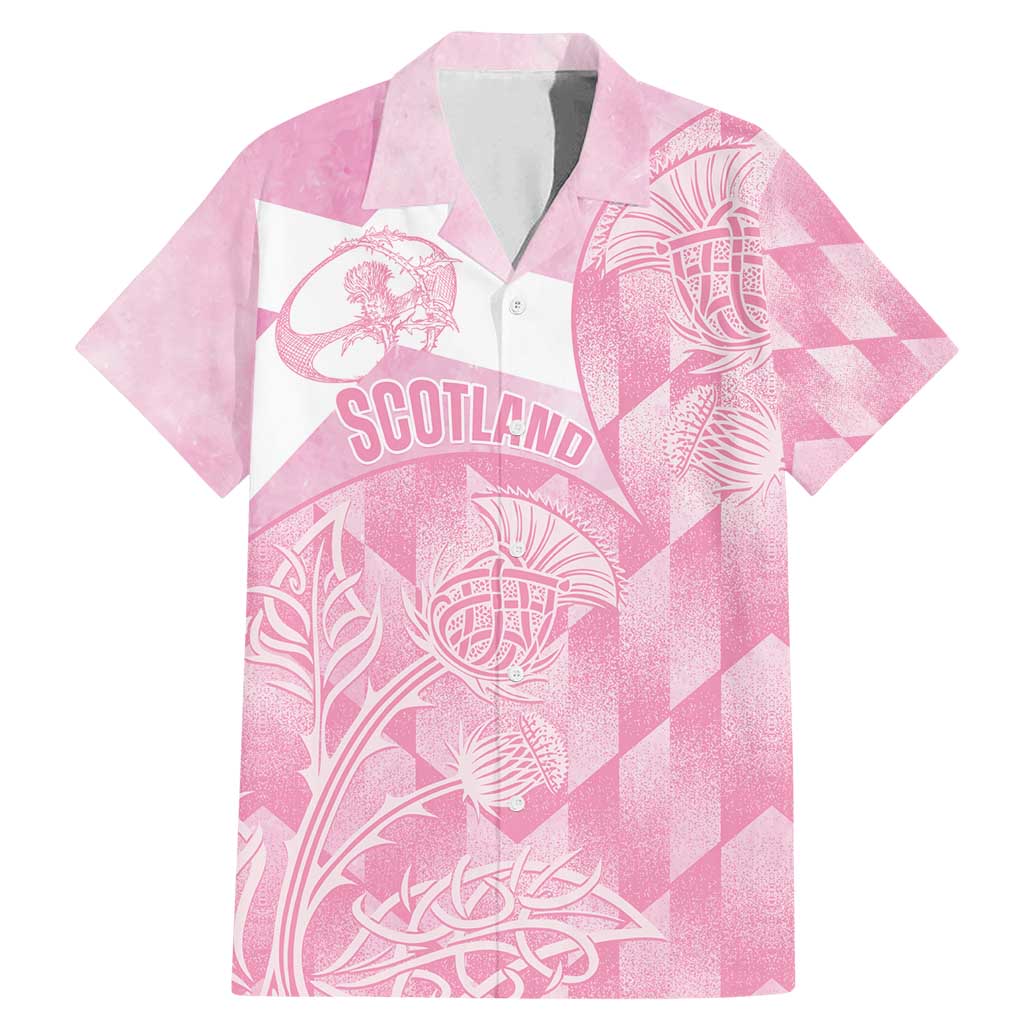 Scotland Rugby Custom Family Matching Mermaid Dress and Hawaiian Shirt Go Scottish Thistle Pink Version - Wonder Print Shop