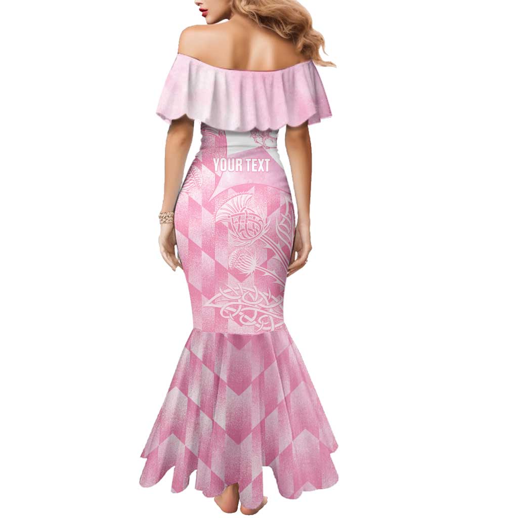 Scotland Rugby Custom Family Matching Mermaid Dress and Hawaiian Shirt Go Scottish Thistle Pink Version - Wonder Print Shop