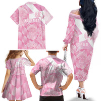 Scotland Rugby Custom Family Matching Off The Shoulder Long Sleeve Dress and Hawaiian Shirt Go Scottish Thistle Pink Version - Wonder Print Shop