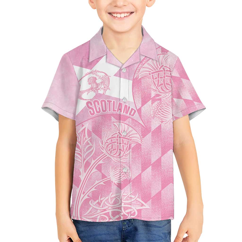 Scotland Rugby Custom Family Matching Off Shoulder Maxi Dress and Hawaiian Shirt Go Scottish Thistle Pink Version - Wonder Print Shop