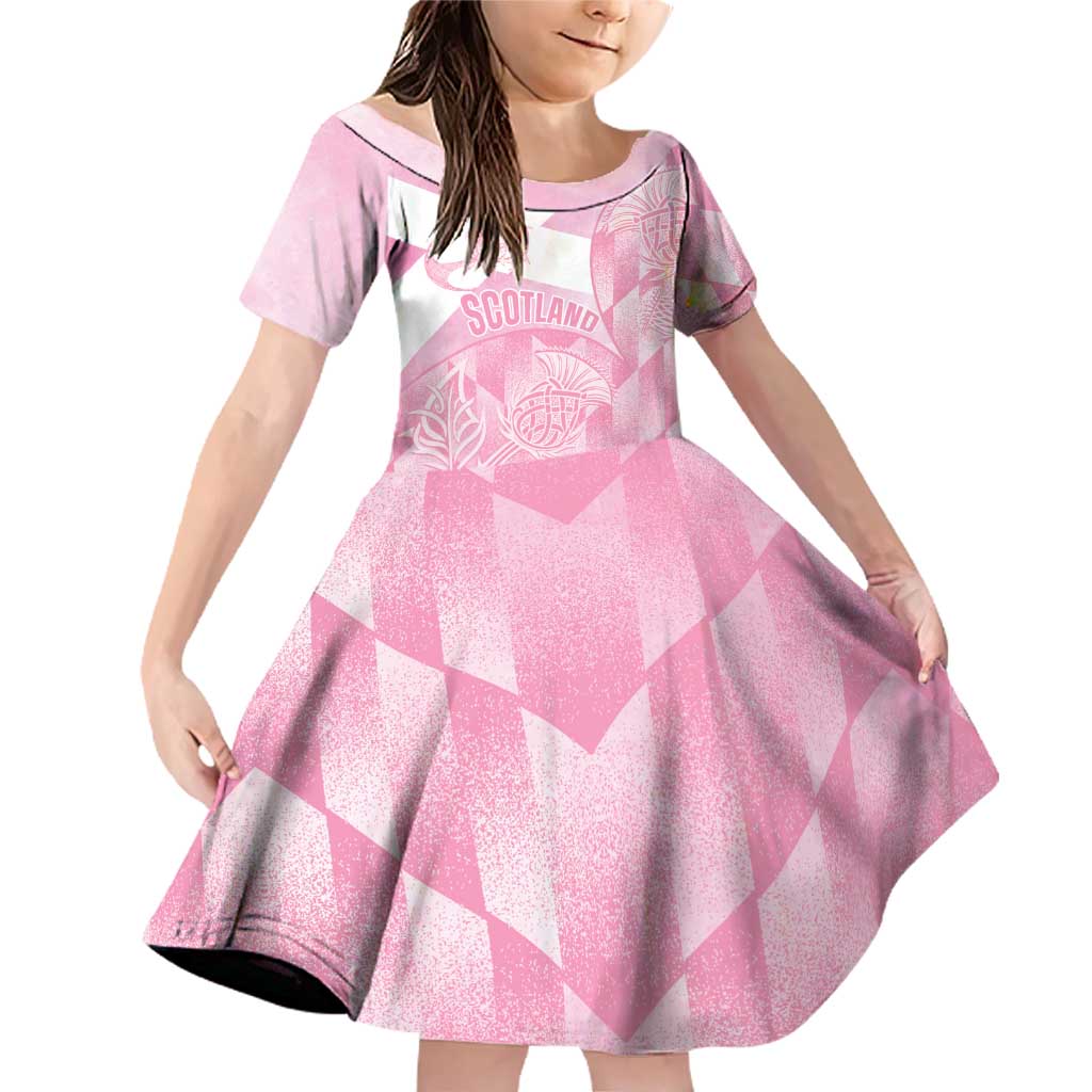 Scotland Rugby Custom Family Matching Off Shoulder Short Dress and Hawaiian Shirt Go Scottish Thistle Pink Version - Wonder Print Shop