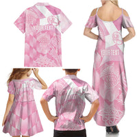 Scotland Rugby Custom Family Matching Summer Maxi Dress and Hawaiian Shirt Go Scottish Thistle Pink Version - Wonder Print Shop