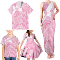 Scotland Rugby Custom Family Matching Tank Maxi Dress and Hawaiian Shirt Go Scottish Thistle Pink Version - Wonder Print Shop