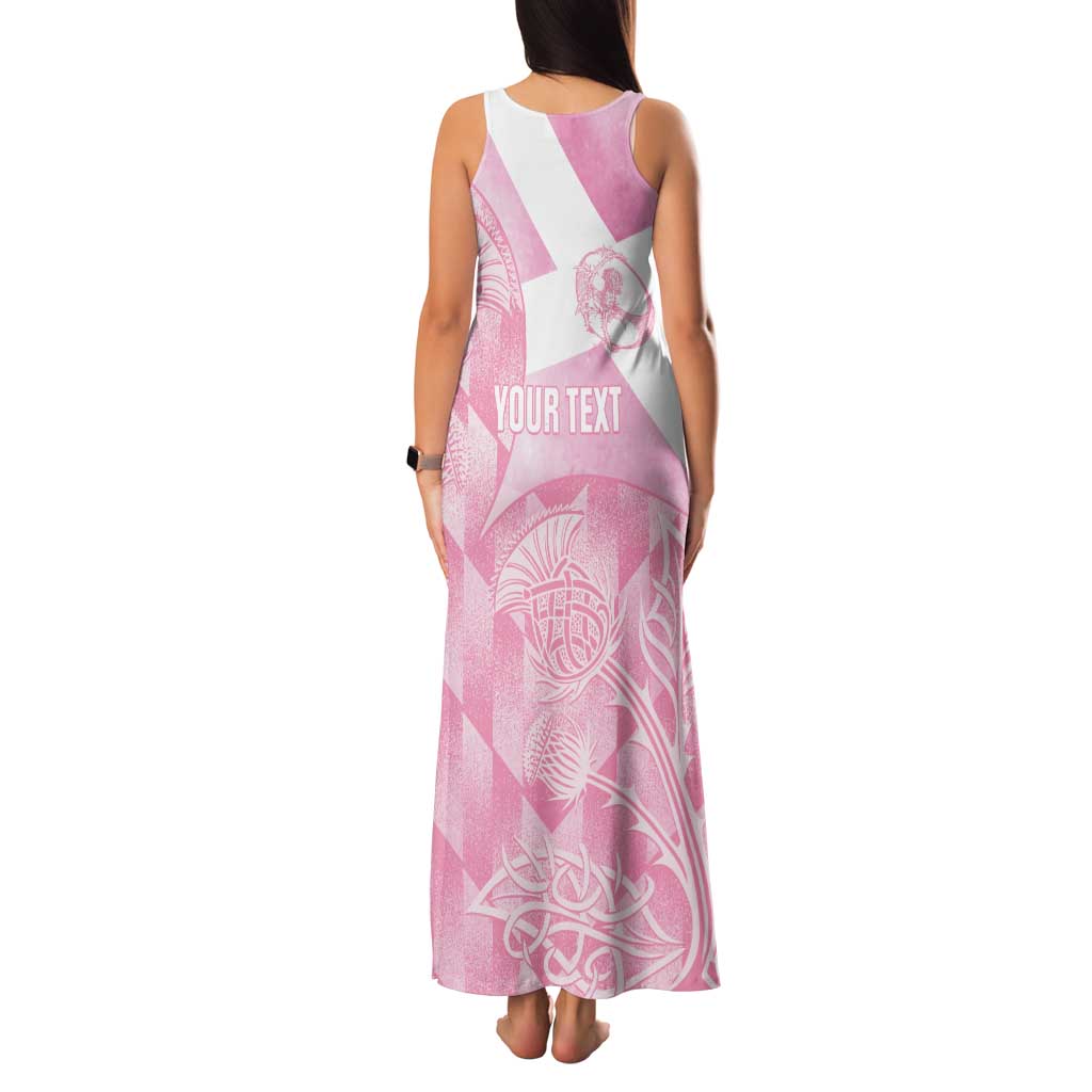Scotland Rugby Custom Family Matching Tank Maxi Dress and Hawaiian Shirt Go Scottish Thistle Pink Version - Wonder Print Shop