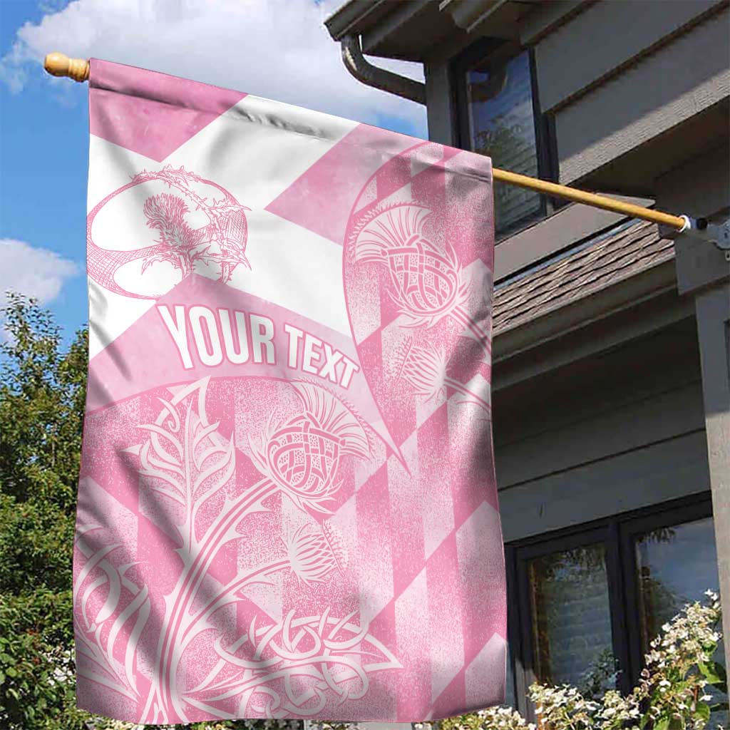 Scotland Rugby Custom Garden Flag Go Scottish Thistle Pink Version - Wonder Print Shop