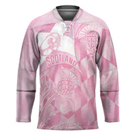 Scotland Rugby Custom Hockey Jersey Go Scottish Thistle Pink Version - Wonder Print Shop