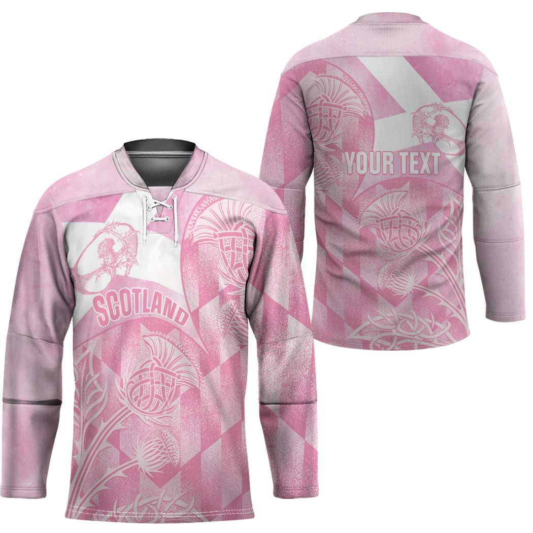 Scotland Rugby Custom Hockey Jersey Go Scottish Thistle Pink Version - Wonder Print Shop