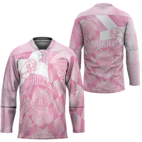 Scotland Rugby Custom Hockey Jersey Go Scottish Thistle Pink Version - Wonder Print Shop