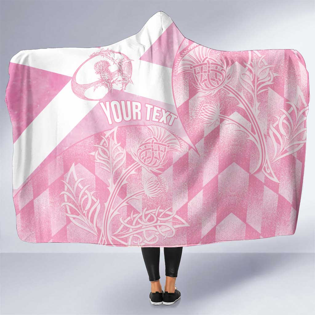 Scotland Rugby Custom Hooded Blanket Go Scottish Thistle Pink Version - Wonder Print Shop