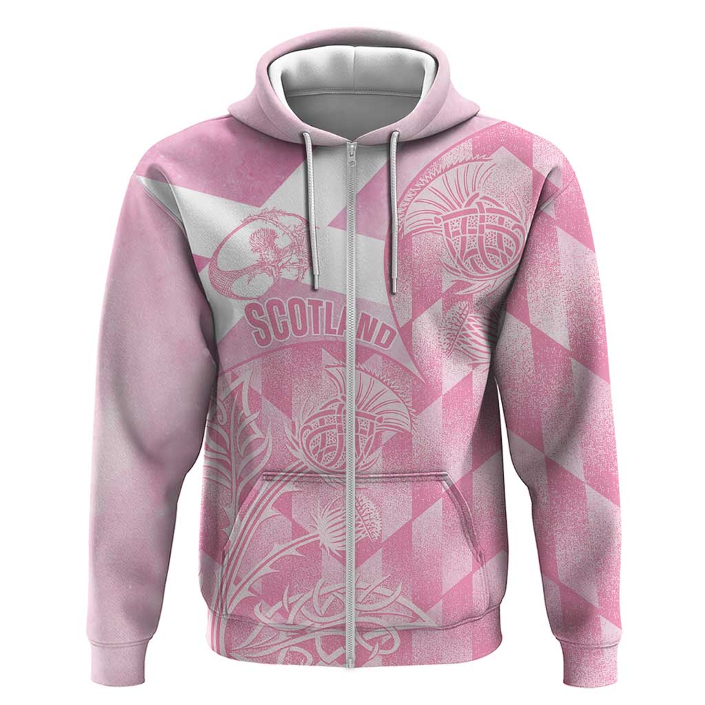 Scotland Rugby Custom Hoodie Go Scottish Thistle Pink Version - Wonder Print Shop