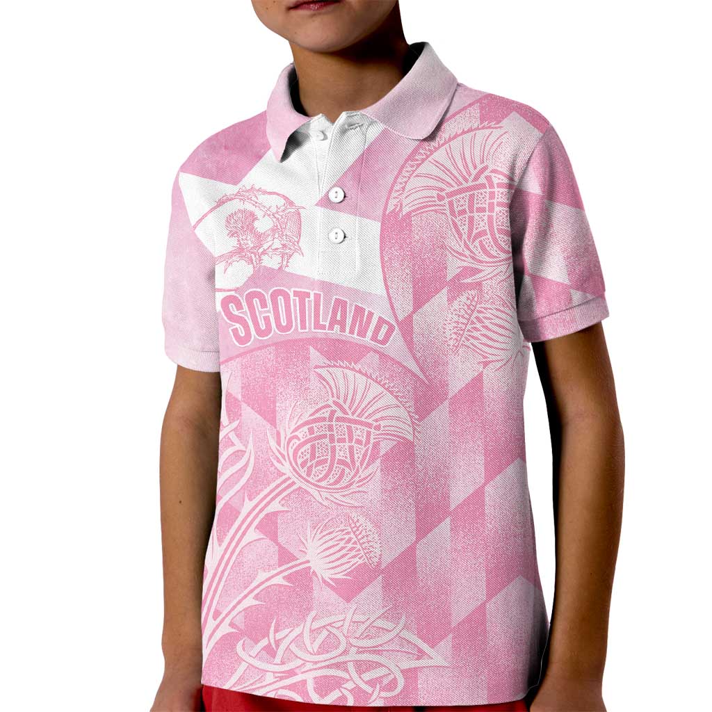 Scotland Rugby Custom Kid Polo Shirt Go Scottish Thistle Pink Version - Wonder Print Shop