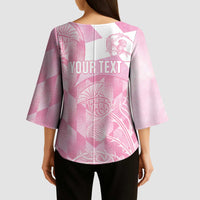 Scotland Rugby Custom Kimono Sleeve Blouse Go Scottish Thistle Pink Version - Wonder Print Shop