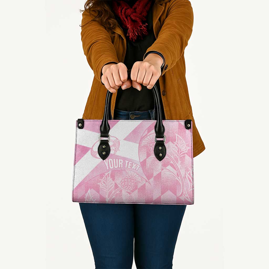 Scotland Rugby Custom Leather Bag Go Scottish Thistle Pink Version - Wonder Print Shop