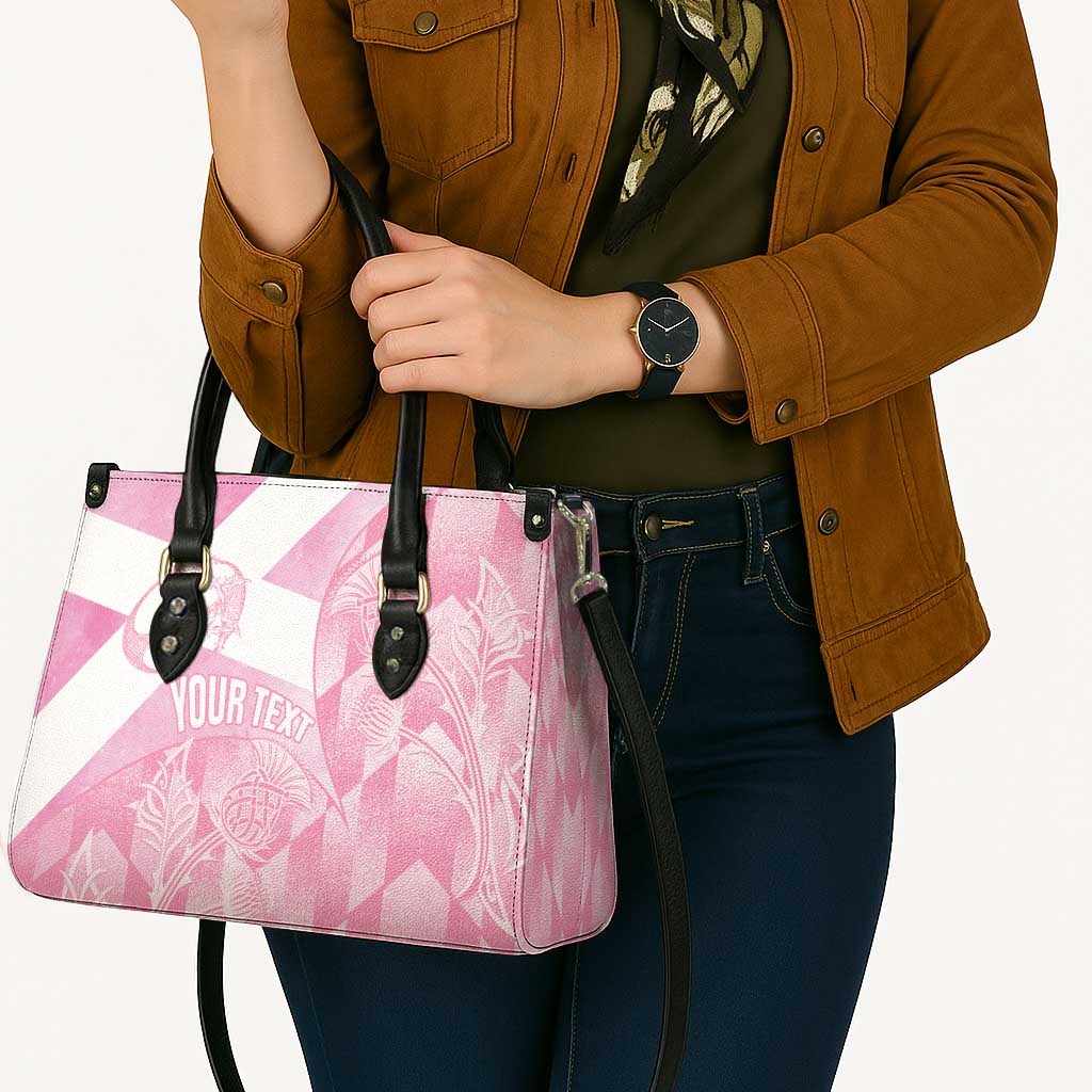 Scotland Rugby Custom Leather Bag Go Scottish Thistle Pink Version - Wonder Print Shop
