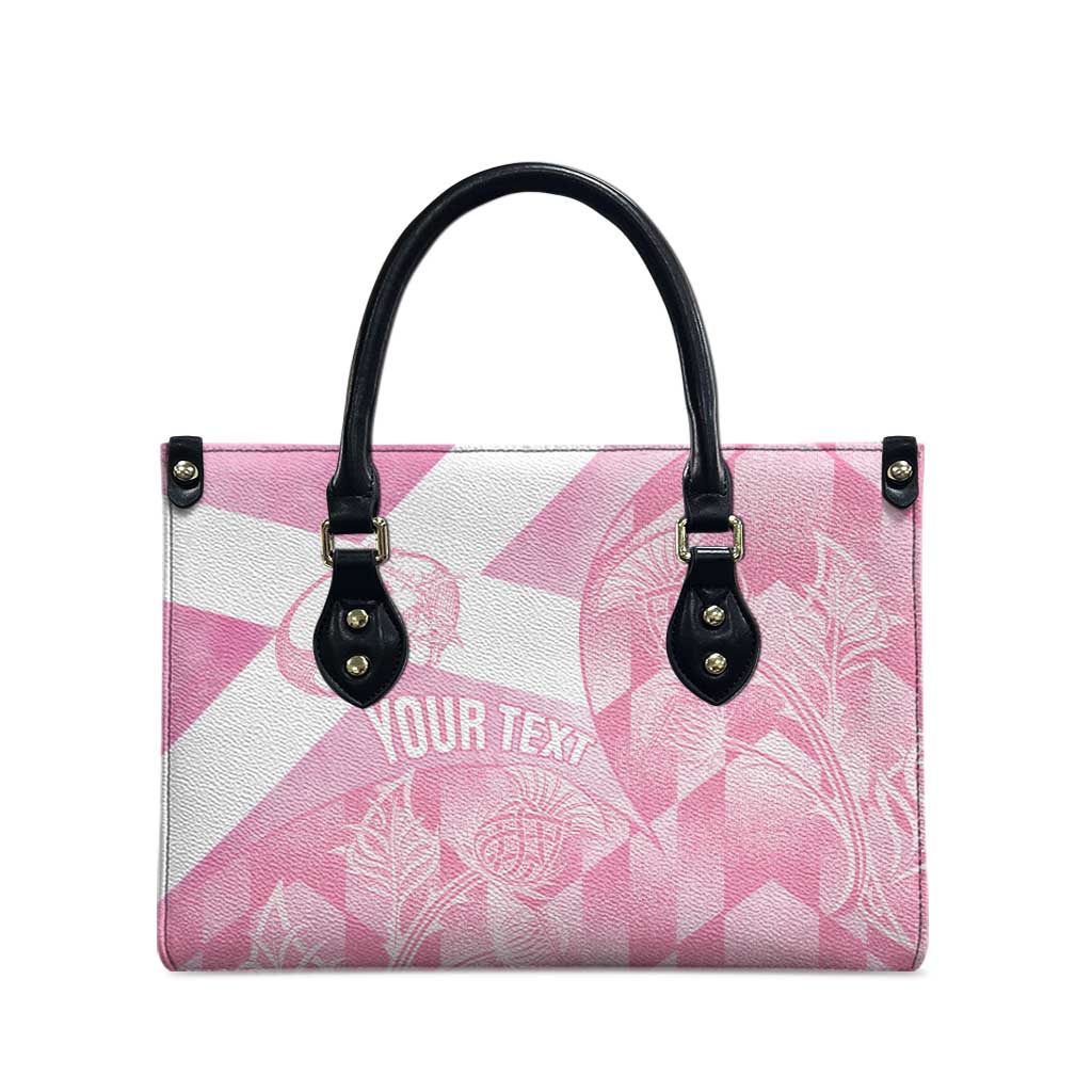 Scotland Rugby Custom Leather Bag Go Scottish Thistle Pink Version - Wonder Print Shop