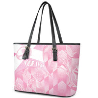 Scotland Rugby Custom Leather Tote Bag Go Scottish Thistle Pink Version - Wonder Print Shop