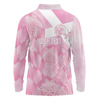 Scotland Rugby Custom Long Sleeve Polo Shirt Go Scottish Thistle Pink Version - Wonder Print Shop