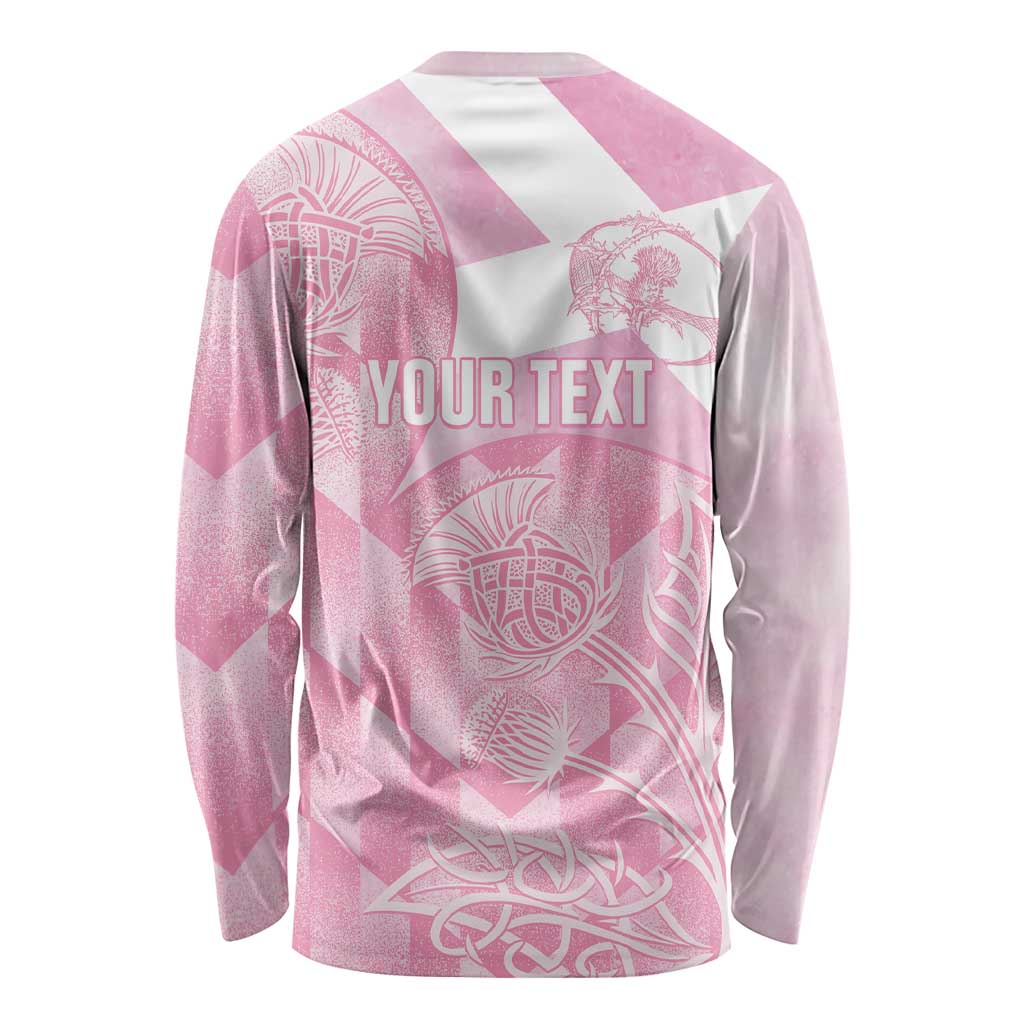Scotland Rugby Custom Long Sleeve Shirt Go Scottish Thistle Pink Version - Wonder Print Shop