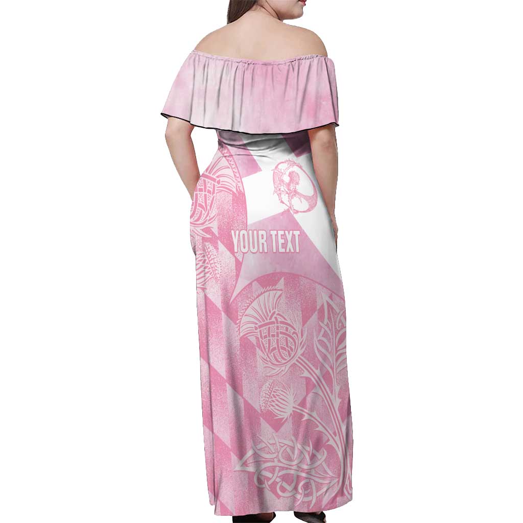 Scotland Rugby Custom Off Shoulder Maxi Dress Go Scottish Thistle Pink Version - Wonder Print Shop