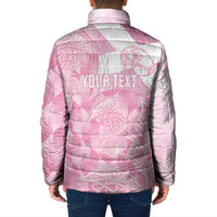 Scotland Rugby Custom Padded Jacket Go Scottish Thistle Pink Version - Wonder Print Shop