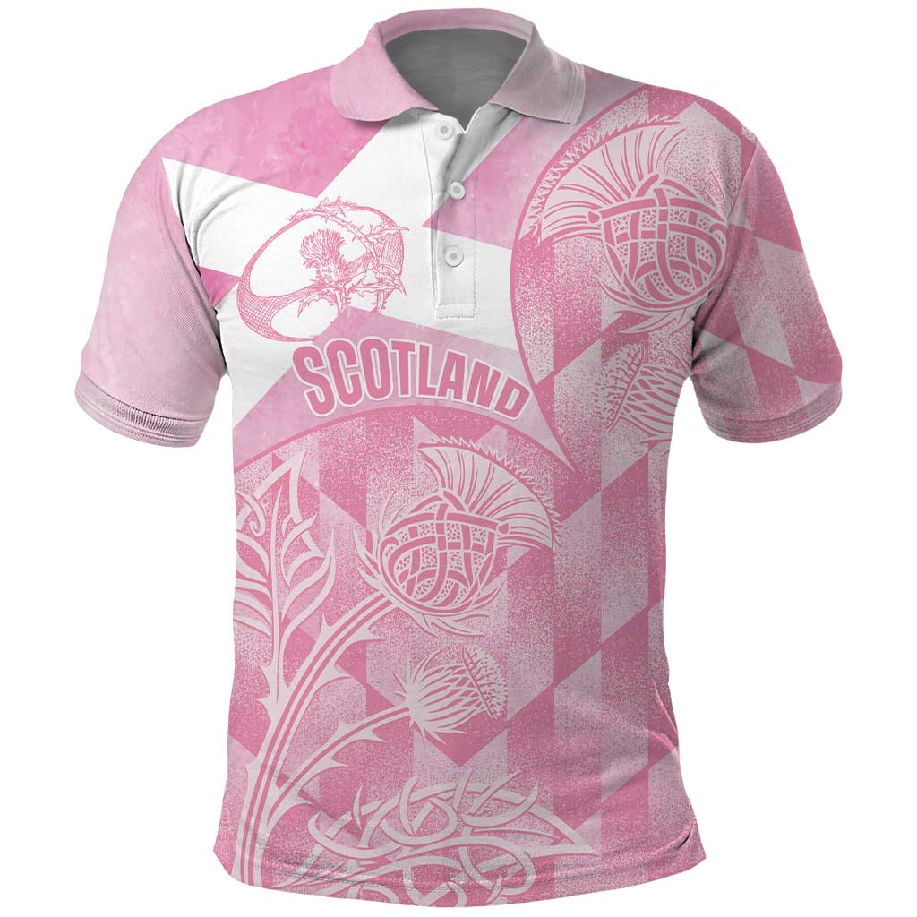 Scotland Rugby Custom Polo Shirt Go Scottish Thistle Pink Version - Wonder Print Shop