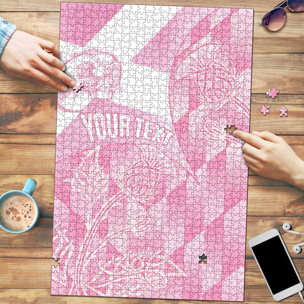 Scotland Rugby Custom Puzzle Go Scottish Thistle Pink Version LT14