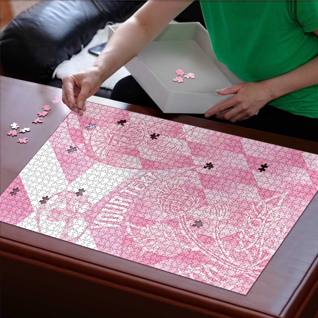 Scotland Rugby Custom Puzzle Go Scottish Thistle Pink Version LT14