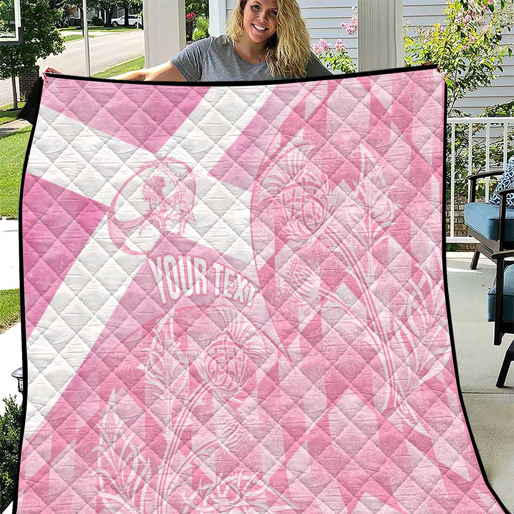 Scotland Rugby Custom Quilt Go Scottish Thistle Pink Version - Wonder Print Shop